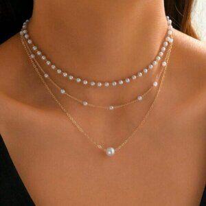 🌸3/$15🌸 Shein • Faux Pearl Decor Layered Necklace